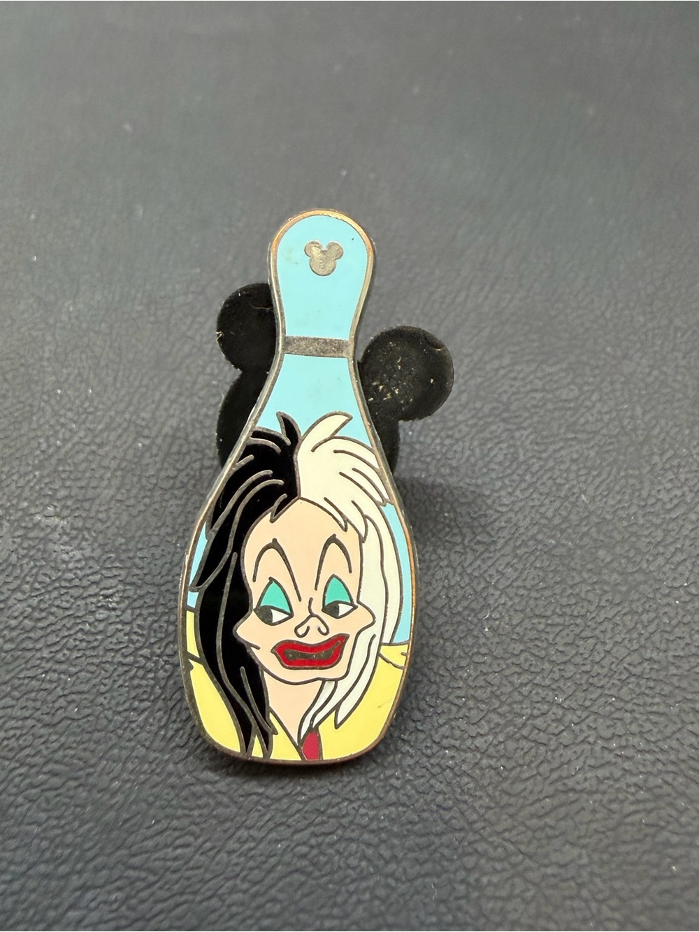 Disney Cruella Bowling Pin Enamel Pin - Light Blue, Black & Cream